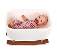 LullaBaby - Muñeca y moisés - Accesorio de cuna mecedora - Muñeca realista de 36m - Tono de piel claro y ojos grises - Jugar a simular - Juguete para niños a partir de 2 años