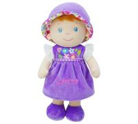 Lullaberry Laura - Muñeco de peluche para bebés desde el nacimiento, con nombre personalizado, vestido morado