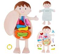 Lullaberry Muñeca de peluche Lucas de 45 cm, juguete educativo suave con órganos humanos extraíbles, aprende anatomía básica para niños pequeños y niños