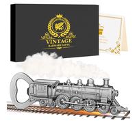 LULLEA Abridor de botellas de locomotora de vapor, regalo ideal para él, papá, novio, regalo de cumpleaños, tren plateado con caja de regalo, perfecto para los fanáticos de los trenes