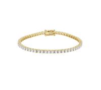 Lulu Jane Pulsera para mujer latón oro amarillo | Chapado en oro amarillo de 14 quilates, pulsera de tenis, circonita, blanco, facetado, cierre de caja