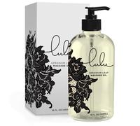 Lulu Lube Aceite de masaje sensual de 16 onzas para lujosos masajes corporales relajantes. Aceites esenciales de aromaterapia naturales perfumados y de almendras dulces