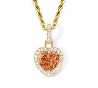 Lulu Mel Collar con colgante de corazón de diamante de amor con circonita cúbica para mujeres y hombres, colgante de piedra natal de colores helados, regalo para el día de San Valentín, día de la