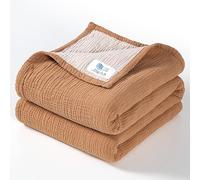 Lulu Moon Manta de Muselina para Bebé, Algodón Reversible para Cuna, Niños y Niñas, 47 x 47 Pulgadas (Caramelo)