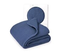 Lulu moon Manta de Muselina para Bebé - Unisex Manta de Bebé para Niños Cómodo Cochecito Manta 120x120cm(Azul)