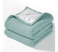 Lulu Moon Manta Muselina para bebé, Manta algodón para niños pequeños, Reversible para Cuna, 47 x 47 Pulgadas (Salvia)