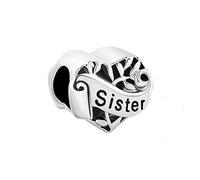 Luluadorn Abalorio de corazón hueco para siempre amor familiar, compatible con pulseras Pandora para niñas, mujeres, abuela, tía, mamá, hermana, esposa, hija, Metal, circonita