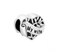 Luluadorn Abalorio de corazón hueco para siempre amor familiar, compatible con pulseras Pandora para niñas, mujeres, abuela, tía, mamá, hermana, esposa, hija, Metal, circonita