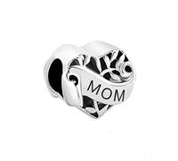 Luluadorn Abalorio de corazón hueco para siempre amor familiar, compatible con pulseras Pandora para niñas, mujeres, abuela, tía, mamá, hermana, esposa, hija, Metal, circonita