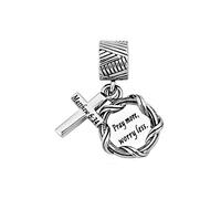 Luluadorn Isaías Evangelio de Mateo Cruz cuelgan cuentas de la Biblia de plata sin miedo se adapta a pandora pulseras para mujeres niñas amigas cristianismo católico discípulo, Metal, circonita