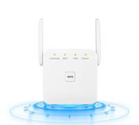 LuLuanping Repetidor WiFi, Extensor WiFi, Amplificador de Señal WiFi 300Mps, WiFi Booster Banda 2.4GHz, Modo Repetidor/Router/Ap, 4 Antenas, 2 Puertos LAN, para Casa/Oficina