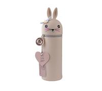Lulubug Estuche de silicona con forma de conejo Hoppy, estuche de silicona suave para lápices, estuche y portalápices, diseño de animales, pardo, Conejo