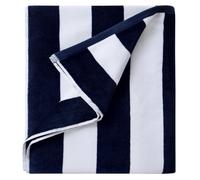 LULUHOME Toalla de Playa de Felpa de Gran tamaño, algodón Esponjoso de 36 x 70 Pulgadas, Toalla de Piscina a Rayas Azul Marino, Toalla Grande para natación de Verano