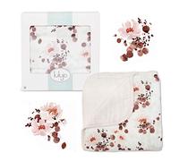 lulujo Manta de edredón para bebé, unisex, de muselina de bambú suave, con ribete de jersey, manta de recepción neutra para niñas y niños, manta de cuna y guardería| 119,4 x 119,4 cm | eucalipto