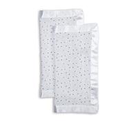 Lulujo Security Lovey Blankets| Unisex Softest Breathable Cotton Muslin Security Blanket Set with Silky Satin Trim| Neutral Comforting Blanket for Girls & Boys | 16in x 16 in| Stars