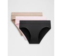 lululemon - Braga de Bikini Underease de Talle Medio Pack de 3 para Mujer - Malla - Color Negro/Rosa - Talla Grande