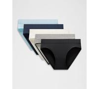 lululemon - Braga de Bikini Underease de Talle Medio Pack de 5 para Mujer - Malla - Color Negro/Blanco - Talla Mediana
