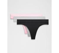 lululemon - Braga Estilo Tanga de Talle Medio Underease Pack de 3 para Mujer - Malla - Color Negro/RosA/Blanco - Talla XL