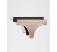 lululemon - Braga Estilo Tanga de Talle Medio Underease Pack de 3 para Mujer - Malla - Color Negro/Rosa - Talla XL