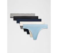 lululemon - Braga Estilo Tanga de Talle Medio Underease Pack de 5 para Mujer - Malla - Color Negro/Blanco - Talla XL