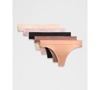 lululemon - Braga Estilo Tanga de Talle Medio Underease Pack de 5 para Mujer - Malla - Color Negro/Rosa - Talla XL