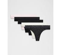 lululemon - Braga Estilo Tanga de Talle Medio Underease Pack de 5 para Mujer - Malla - Color Negro/Rosa - Talla Grande