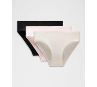 lululemon - Braga Invisiwear de Corte Bikini de Talle Medio Pack de 3 para Mujer - Algodón Pima - Color Negro/Rosa - Talla Grande