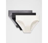 lululemon - Braga Invisiwear de Corte Bikini de Talle Medio Pack de 3 para Mujer - Algodón Pima - Color Negro/Blanco/Gris - Talla Mediana