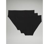 lululemon - Braga Invisiwear de Corte Bikini de Talle Medio Pack de 3 para Mujer - Algodón Pima - Color Negro - Talla Chica