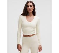lululemon - Camiseta de Manga Larga All It Takes de Tejido Acanalado con Cuello En Pico Copas B-D para Mujer - Nulu - Color Blanco - Talla 4