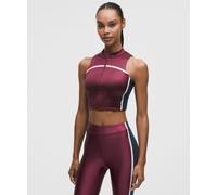 lululemon - Camiseta de Tirantes con Cremallera Satin Shine de Sujeción Media y Copas B/C Rayas para Mujer - Color Borgoña/Rojo/Azul - Talla XS