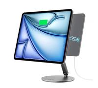 LULULOOK Actualización Soporte magnético de Carga inalámbrica para iPad Pro de 12,9'' Gen 3/4/5/6th, Soporte Plegable de Aluminio Base giratoria de 360 ° para iPad Air de 13'' M3 2025/M2,con Cable