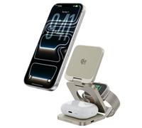 LULULOOK Cargador inalámbrico Qi2.2 de 25W Estación de Carga magnética 3 en 1 para iPhone 17/16/15/14/13/12,Apple Watch,AirPods,Plegable Aluminio Soporte de Carga rápida con Adaptador GAN de 45W