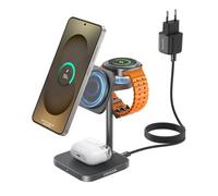 LULULOOK Estación de Carga para Samsung,3 en 1 Cargador rápida de 15W Inalámbrico de Aluminio para Galaxy S25 Ultra S24,S23 S22,Note,Z Fold 7,Flip,Cargador de 5W para Galaxy Watch Ultra/7/6/5/4/Buds