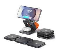 LULULOOK Qi2 Cargador Inalámbrico para Samsung,Plegable Magnética 3 en 1 Estación de Cargador 15W para Galaxy S25 Ultra S24,S23 S22,Note,Z Fold 7,Flip,Cargador 5W para Galaxy Watch Ultra/7/6/5/4/Buds