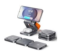 LULULOOK Qi2 Cargador Inalámbrico para Samsung,Plegable Magnética 3 en 1 Estación de Cargador 15W para Galaxy S25 Ultra S24,S23 S22,Note,Z Fold 7,Flip,Cargador 5W para Galaxy Watch Ultra/7/6/5/4/Buds