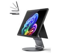 LULULOOK Soporte para Surface Pro 11"/Go con base giratoria de 360°, todo aluminio plegable soporte para tablet Microsoft Surface Pro 7-11" y Go 2-4", accesorio de oficina portátil con base