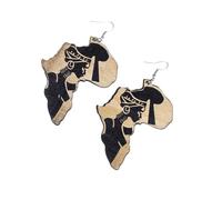 LULUMAIC Jewelry Pendientes para Mujer, Hipérbole Tallada Hueca De Madera Natural Diy Pendientes De Gota para Mujer Retrato De Moda Hoja Redonda Joyería Femenina Regalos para Novia, Esposa, Hermana,