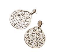 LULUMAIC Jewelry Pendientes para Mujer, Hipérbole Tallada Hueca De Madera Natural Diy Pendientes De Gota para Mujer Retrato De Moda Hoja Redonda Joyería Femenina Regalos para Novia, Esposa, Hermana,