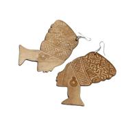 LULUMAIC Jewelry Pendientes para Mujer, Hipérbole Tallada Hueca De Madera Natural Diy Pendientes De Gota para Mujer Retrato De Moda Hoja Redonda Joyería Femenina Regalos para Novia, Esposa, Hermana,