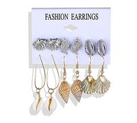 LULUMAIC Jeyry Women Pendientes, Pendientes de Concha de Moda Damas Flores Bohemias Pendientes de Borla Larga 6 Pares/Set Damas Beach Jewelry Regalias para Novia, Esposa, Hermana,