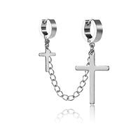 LULUMAIC Jeyry Women Pendientes, Unisex Cross Moon Star Fish Hoop Pendientes de arado de la Cadena de Acero Triángulo de Acero Geometría Punk Punte Present
