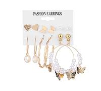 LULUMAIC para Mujer Pendientes de Mujer, Pendientes Colgantes de corazón de Perlas Vintage de para Mujer Pendientes de Gota Redondos con borlas Pendientes de aro de Perlas de Cristal para Novia,