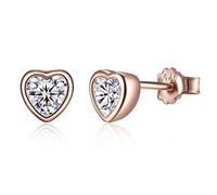 LULUMAIC Pendientes de aro de corazón asimétricos Reales para Regalo de Pendiente de Mujer
