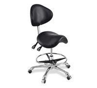 LULUMAIC Silla ergonómica Taburete giratoria Silla de Silla de Silla de Silla de Silla de Montar con Ruedas para salón, SPA, Masaje, Tatuaje, Dental, Negro