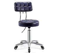 LULUMAIC Taburete de Rodadura Redonda con Altura de Cuero PU de Espalda Trabajo Giratorio Ajustable Trabajo SPA Silla de salón médico Silla con Ruedas, un