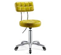 LULUMAIC Taburete rodante Redondo con Altura de Cuero PU de Espalda Trabajo Giratorio Ajustable Trabajo de SPA Silla de salón médico Silla con Ruedas, e