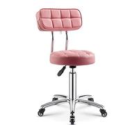 LULUMAIC Taburete rodante Redondo con Altura de Cuero PU de Espalda Trabajo Giratorio Ajustable Trabajo de SPA Silla de salón de salón de SPA Silla con Ruedas, D