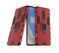 LuluMain Compatible con 1+8 (5G) Funda, Anillo Metálico Sujeción Soporte Antichoque Caja (Funciona con el Montaje de Coche Magnético) Doble Capa Case Carcasa para OnePlus 8 (Rojo)