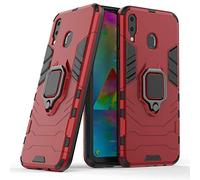 LuluMain Compatible con Galaxy M20 Funda, Anillo Metálico Sujeción Soporte Antichoque Caja (Funciona con el Montaje de Coche Magnético) Doble Capa Case Carcasa para Samsung Galaxy M20 (Rojo)